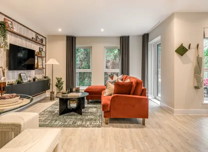 NGP, one bedroom apartment, living room