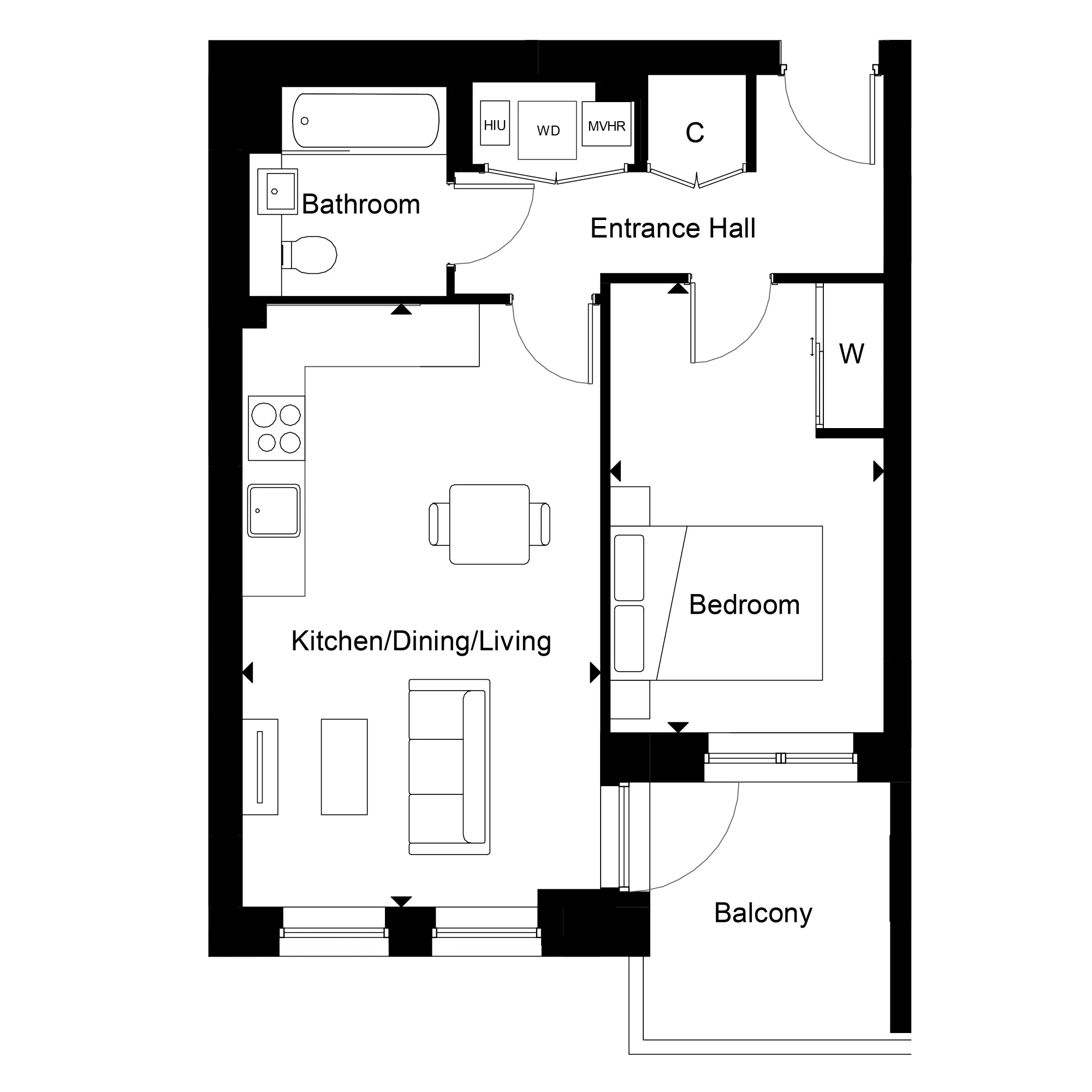 Marram House, Apartment 104 Floorplan