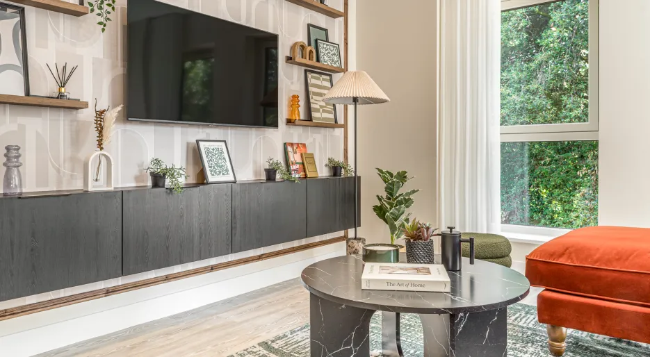 NGP, two bedroom apartment, living close up